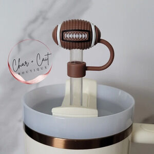 New Football Straw Topper - Game Day Drink Accessory for Football Fans